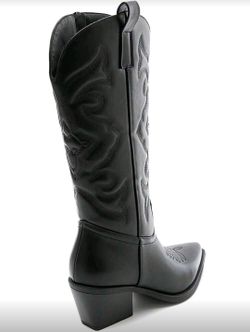 Bota Cowboy Efecto Piel con Bordado Negro