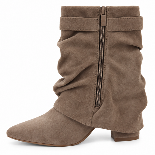 Bota Elegance Con Hebilla Dorada Khaki