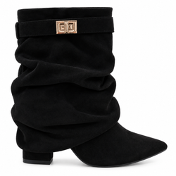 Bota Elegance Con Hebilla Dorada Negro