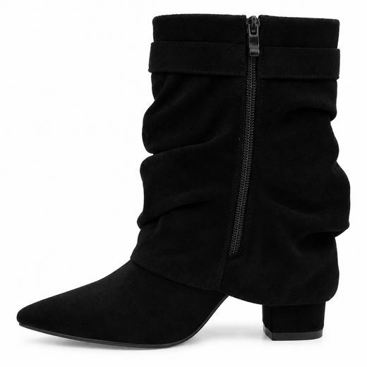 Bota Elegance Con Hebilla Dorada Negro