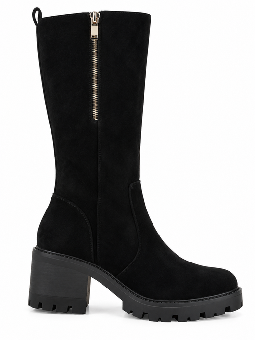 Bota Track Media Caña Para Mujer Negro