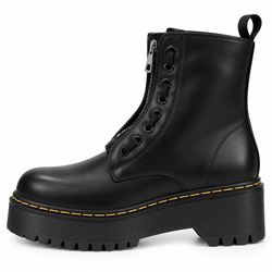 Botin Militar Con Cremallera Central Negro