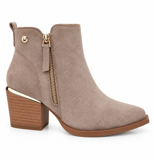 Botín Para Mujer Con Tacón Beige