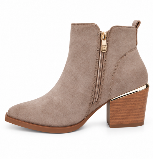 Botín Para Mujer Con Tacón Beige