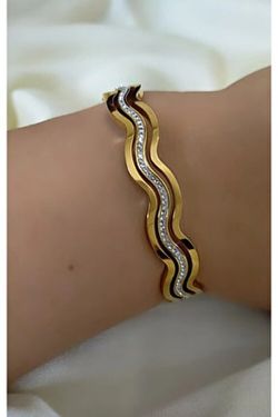 Brazalete Lujoso Dorado Para Mujer