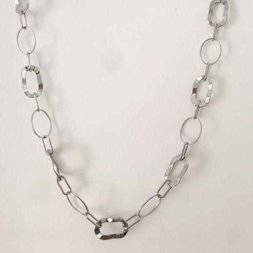 Cadena Eslabones De Cuello Para Mujer Plata