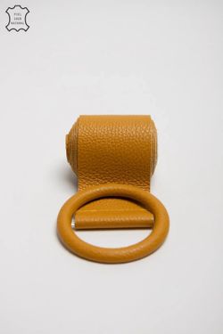 Cinturón Astro De Piel Para Mujer Mostaza