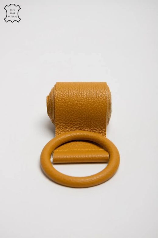 Cinturón Astro De Piel Para Mujer Mostaza