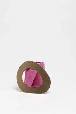 Cinturón Stand De Piel De Serraje Con Hebilla Grande Rosa