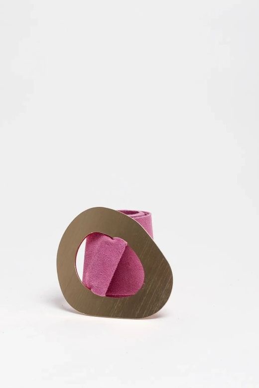 Cinturón Stand De Piel De Serraje Con Hebilla Grande Rosa