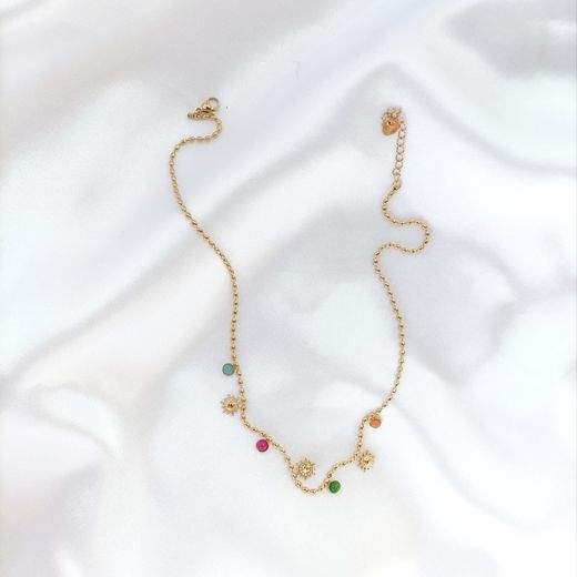 Colgante Dorado Y Multicolor Para Mujer