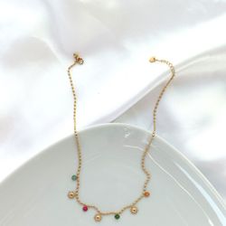 Colgante Dorado Y Multicolor Para Mujer