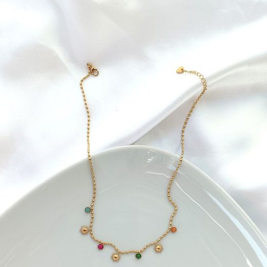 Colgante Dorado Y Multicolor Para Mujer