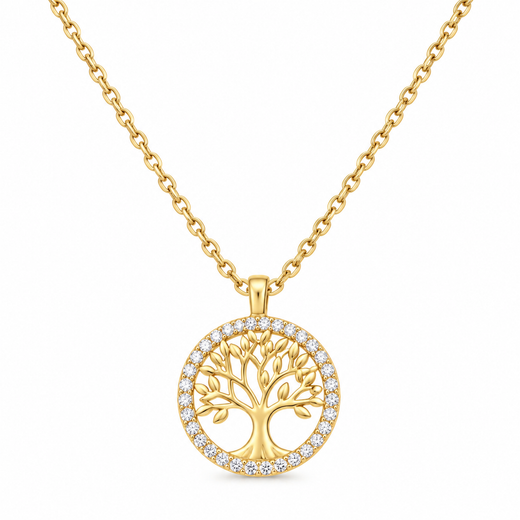 Collar Elegante Para Mujer Árbol de la Vida Dorado