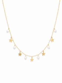 Collar Para Mujer Dorado con Estrellas y Perlas