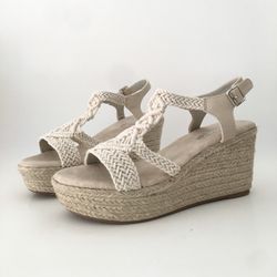 Cuña Crochet De Esparto Beige
