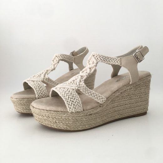 Cuña Crochet De Esparto Beige