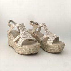 Cuña Crochet De Esparto Beige