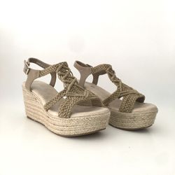 Cuña Crochet De Esparto Khaki