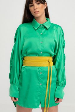Fajín Sanem De Piel De Ante Para Mujer Amarillo