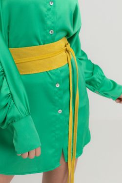 Fajín Sanem De Piel De Ante Para Mujer Amarillo
