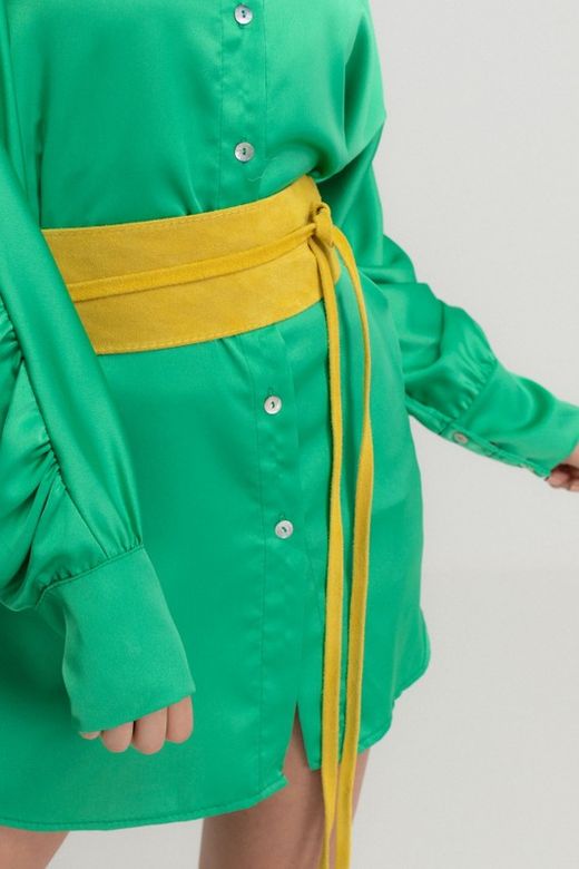 Fajín Sanem De Piel De Ante Para Mujer Amarillo