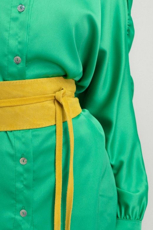 Fajín Sanem De Piel De Ante Para Mujer Amarillo