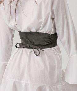 Fajín Sanem De Piel De Ante Para Mujer Gris
