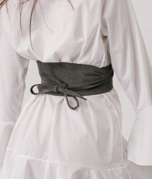 Fajín Sanem De Piel De Ante Para Mujer Gris