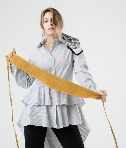 Fajín Sanem De Piel De Ante Para Mujer Mostaza