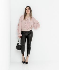 Fajín Sanem De Piel De Ante Para Mujer Rosa Palo