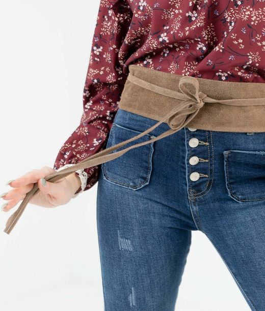 Fajín Sanem De Piel De Ante Para Mujer Taupe