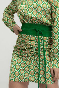 Fajín Sanem De Piel De Ante Para Mujer Verde