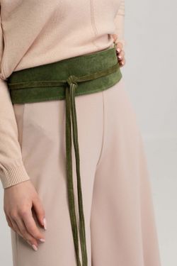 Fajín Sanem De Piel De Ante Para Mujer Verde Oliva