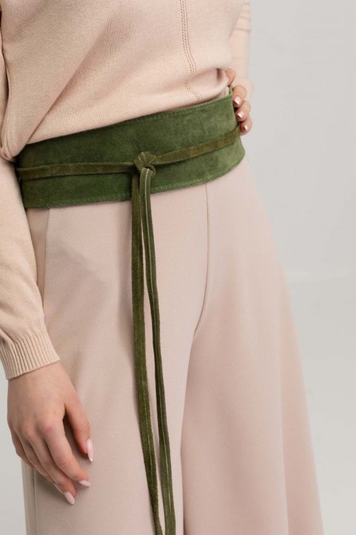 Fajín Sanem De Piel De Ante Para Mujer Verde Oliva