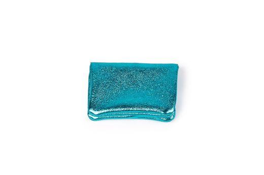 Monedero pequeño de piel azul metalizado
