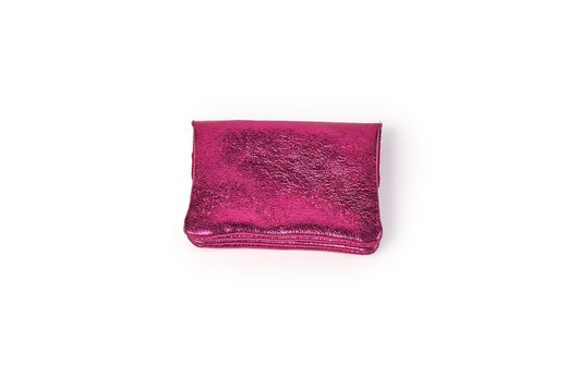 Monedero pequeño de piel fucsia metalizado