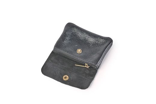 Monedero pequeño de piel gris metalizado