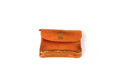 Monedero pequeño de piel naranja metalizado