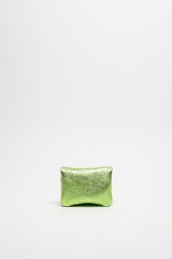 Monedero pequeño de piel verde metalizado