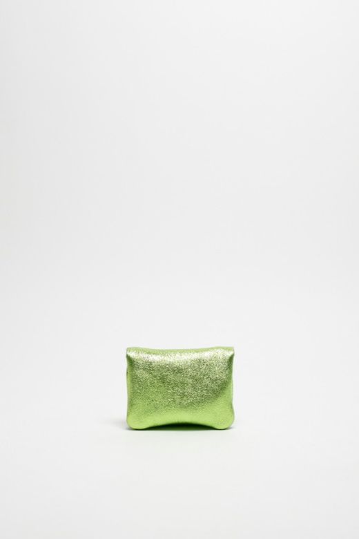 Monedero pequeño de piel verde metalizado