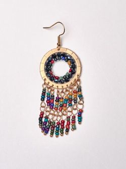 Pendientes Aura Largos Con Flecos Multicolor