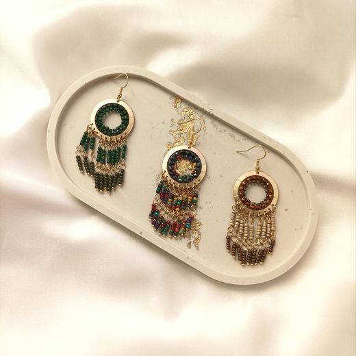 Pendientes Aura Largos Con Flecos Multicolor