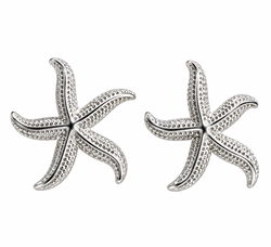 Pendientes Estrella de Mar Plateados