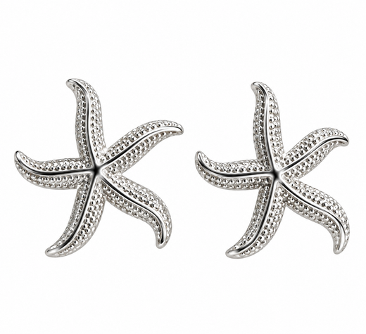 Pendientes Estrella de Mar Plateados