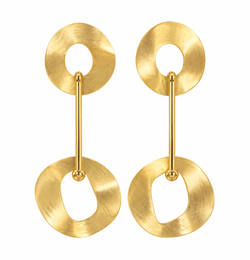 Pendientes Largos Doble Aro Dorado