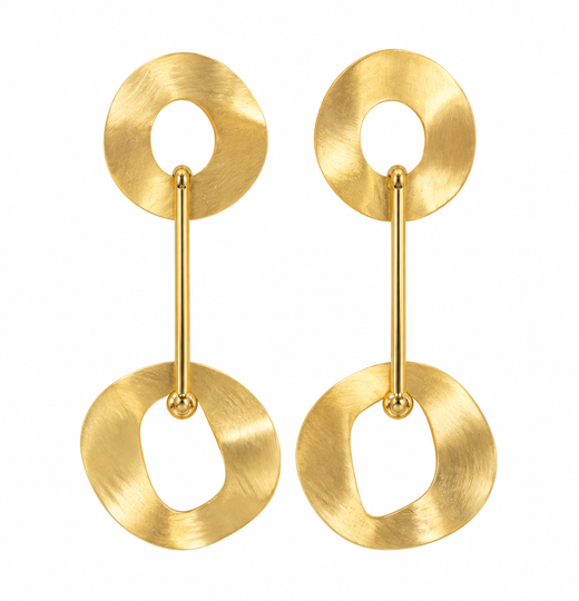 Pendientes Largos Doble Aro Dorado