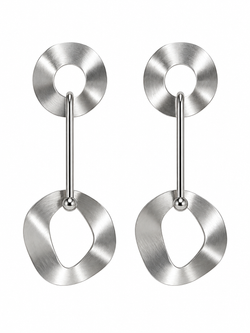 Pendientes Largos Doble Aro Plateado