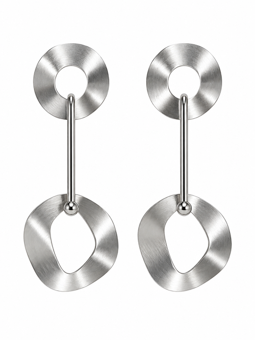 Pendientes Largos Doble Aro Plateado