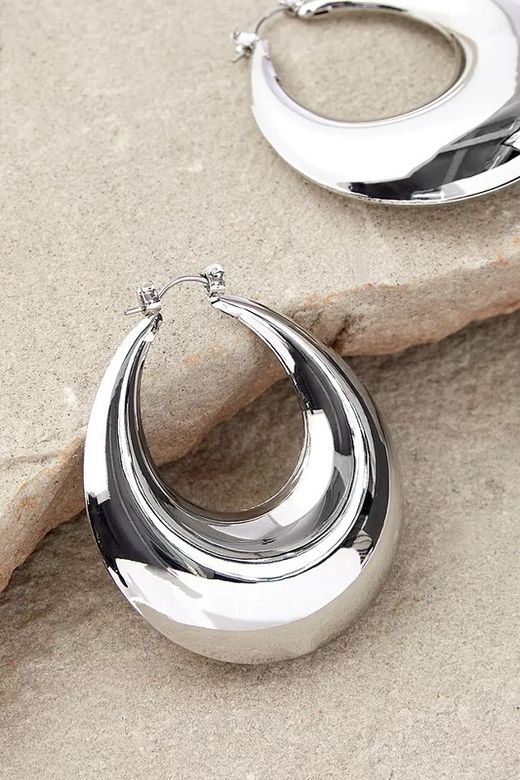 Pendientes Quinea Aros Ovalados Plata